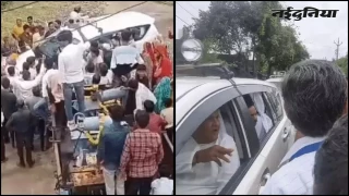 महीनों से अंधेरे में गांव, ग्रामीणों का फूटा गुस्सा, रोका राजस्व मंत्री का काफिला; गाड़ी के आगे अड़े