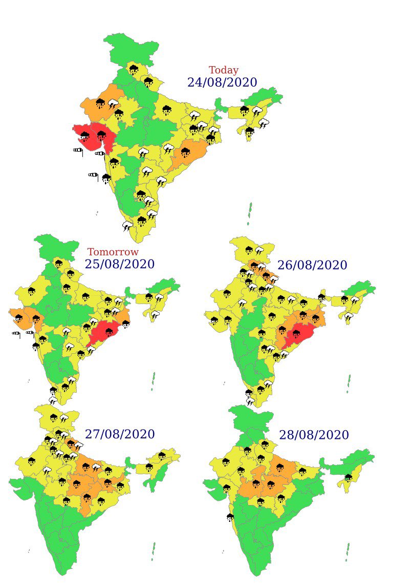 Weather Alert Very Heavy Rainfall Expected In These States From August 26 To 28 Meteorological Department Imd Alerts