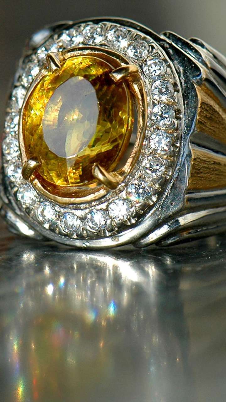 Natural Pukhraj (Yellow Sapphire) Silver Ring; Original & Certified  Astrology Remedial Products, Rudraksh, pooja samagri, vastu, mala
